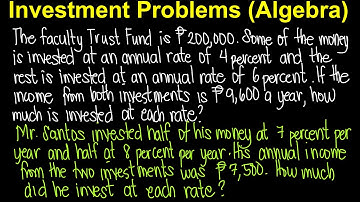 Investment Problems | Algebra (Tagalog/Filipino Math)