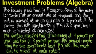 Investment Problems | Algebra (Tagalog/Filipino Math)