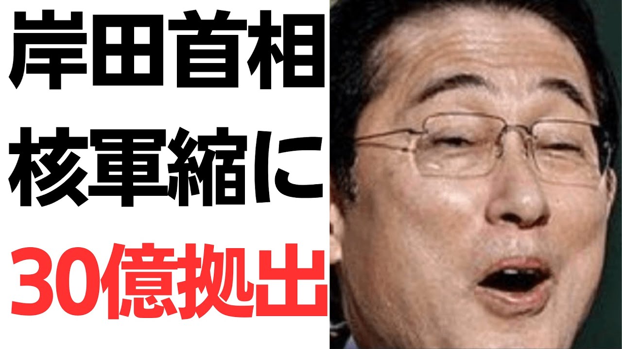 岸田首相・核軍縮議論の場「核兵器のない世界に向けたジャパン・チェア」に30億拠出！海外へ行くと必ず何かばらまいてくるバラマキメガネ！を扱う動画のサムネイル