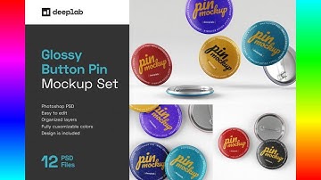 Mockup Template: Glossy Button Pin Mockup Set