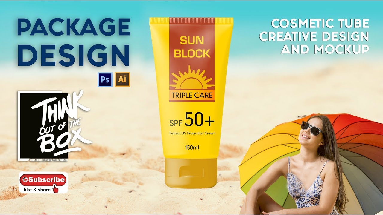 Illustrator tutorial sunscreen body lotion tube Packaging Design and ...