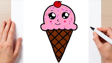 How to Draw Cute Ice Cream 🍦 | Easy Step by Step Drawing for Kids | Ice Cream Drawing 