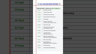 Important Dates In September 🌼 #generalknowledge