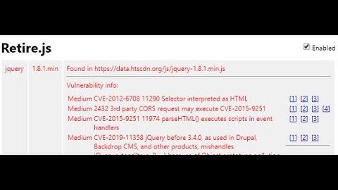 JS Libraries vulnerabilities scanning