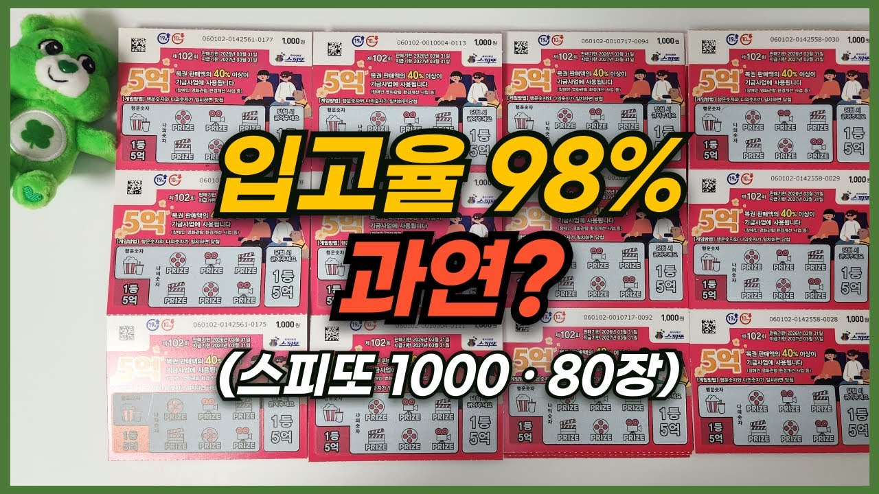 입고율 98%인데… 스피또1000 복권방 4곳 실제 결과는?｜80장 실험