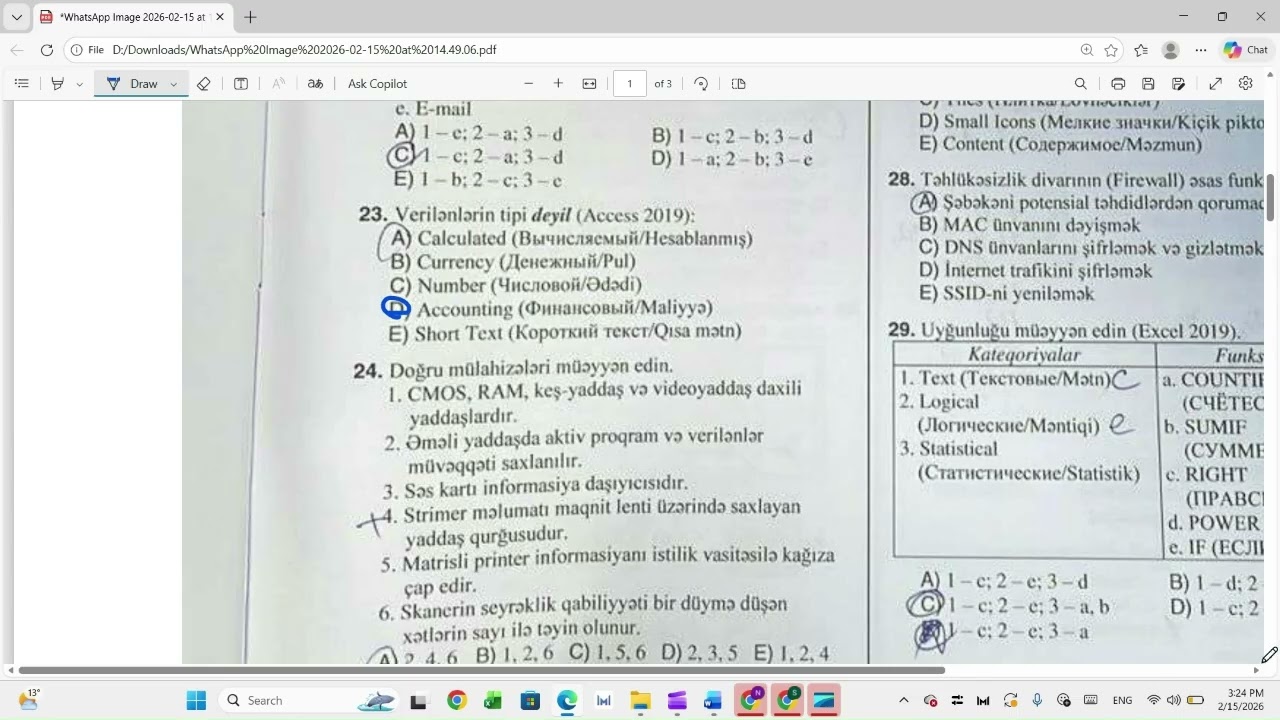 magistratura 2026 informatika suallarının izahı