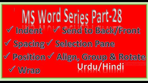 Indent | Spacing | Position | Selection Pane... MS Word [Urdu/Hindi] P-28