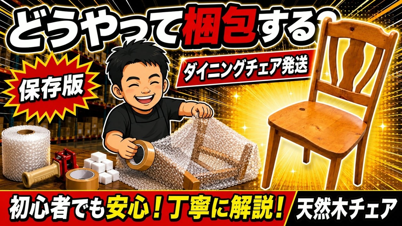 近々引っ越しのため削除します！木製 スラットバック ダイニングチェア　簡単梱包 どうやって梱包する？天然木ダイニングチェアの安全な発送方法【保存版
