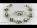 Swarovski丸玉ビーズとパールで作るリングとブレスレット/Round beads and pearls