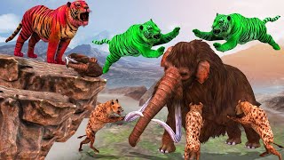 Zombie Tiger vs Woolly Mammoth Elephant Animal Fight | Mammoth Rescue Woolly Elephant From Hyenas