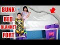 Bunk Bed Blanket Fort - Family Vloggers: Kids build a Fort!