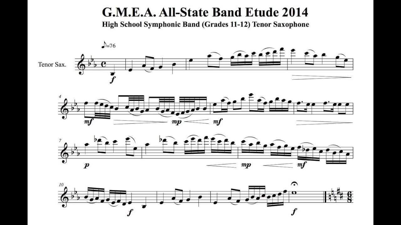 2014 GMEA AllState Etude Tenor Saxophone Symphonic Band (slow), Joren