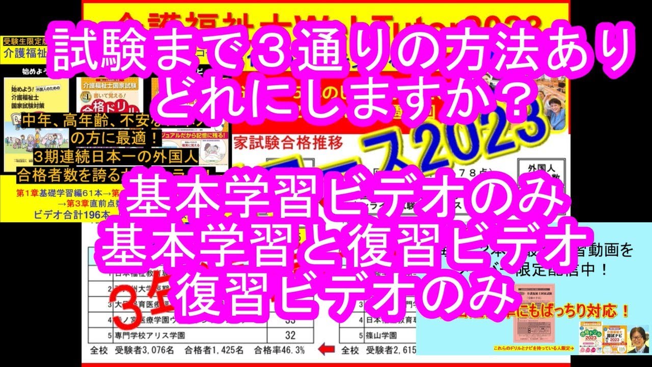 中高年向けにも最適、受験生個人限定販売の一発合格介護福祉士試験対策