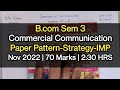 Commercial Communication | Paper Pattern-Strategy-IMP | B.com Sem 3 | Nov 2022