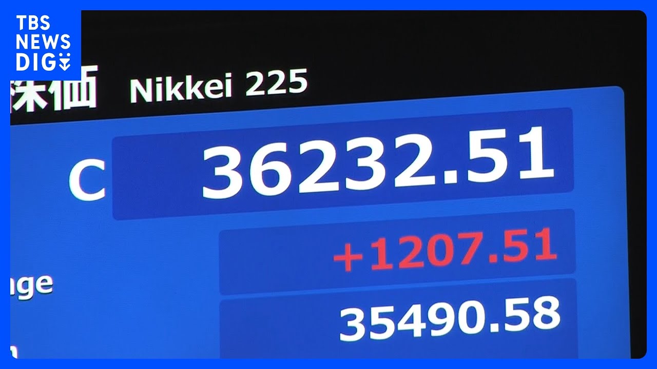 株価暴落前の水準に戻した日経平均株価 1200円以上値上がりして3万6000