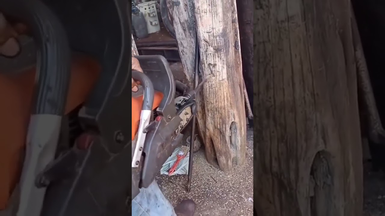 Chainsaw turned into drill 