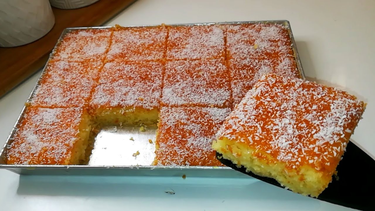 Басбуса с одним яйцом, семейного размера, с простыми и экономичными ингредиентами, пропитанная и ...