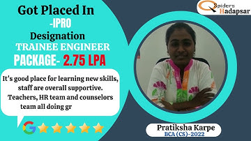 QSPIDERS/JSPIDERS HADAPSAR STUDENT GOT PLACED AS TRAINEE ENGINEER, CONGRATULATIONS PRATIKSHA