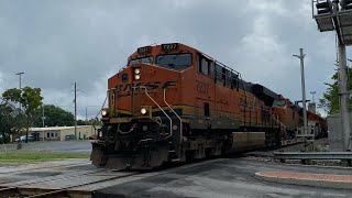 BNSF #7237 leads EB 4x1x1 Mixed Freight with KCS Power. Olathe, KS 9/4/21
