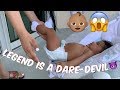 LEGEND ALMOST FELL OFF!!! | 3 MONTH BABY UPDATE