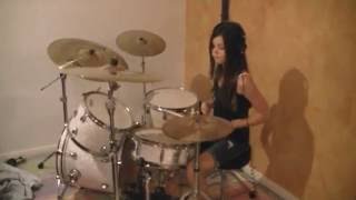 11 year old Girl Playing drums
