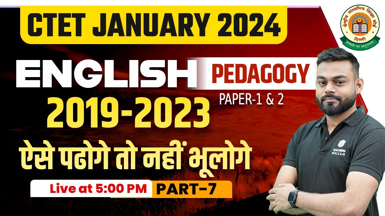 English Pedagogy for CTET Jan 2024 | English Previous Year Questions ...