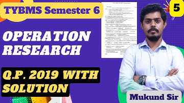 Operation Research Q.P. with Solution l Q.4(A) l TYBMS Sem 6 l Mumbai University l Mukund Sir