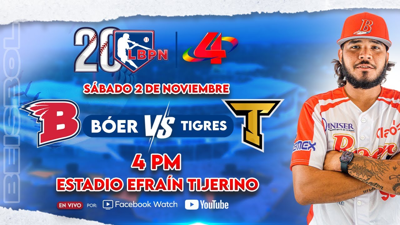 Indios del Bóer VS Tigres de Chinandega - Liga de Béisbol Profesional Nacional 2024 – 2025