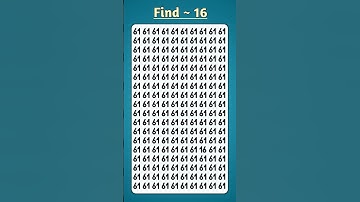 Find 16 || challenge yourself to spot 16 in 5 seconds #iqtest #ytshorts #viralshort
