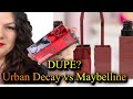 URBAN DECAY VICE LIP BOND VS MAYBELLINE VINYL INK WEAR TEST REVIEWS AGAINST GREASY JUNK FOOD #Red ￼