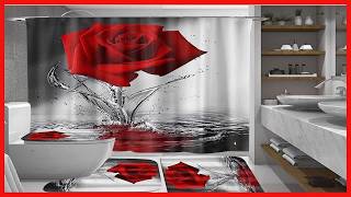 Transform Your Bathroom with This Stunning Red Rose Shower Curtain Set
