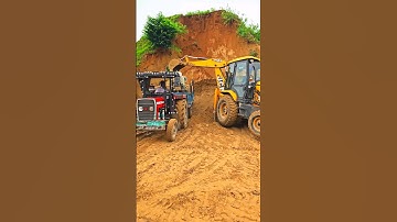 Jcb 3dx Backhoe Loading Mud In Massey and Mahindra Tractor #jcb3dxmachine