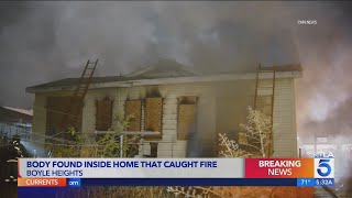 1 dead after boarded-up house goes up in flames in Boyle Heights 