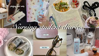 Nursing school diaries | studying, note taking, cafes, home coffee setup, cleaning, Korean meals