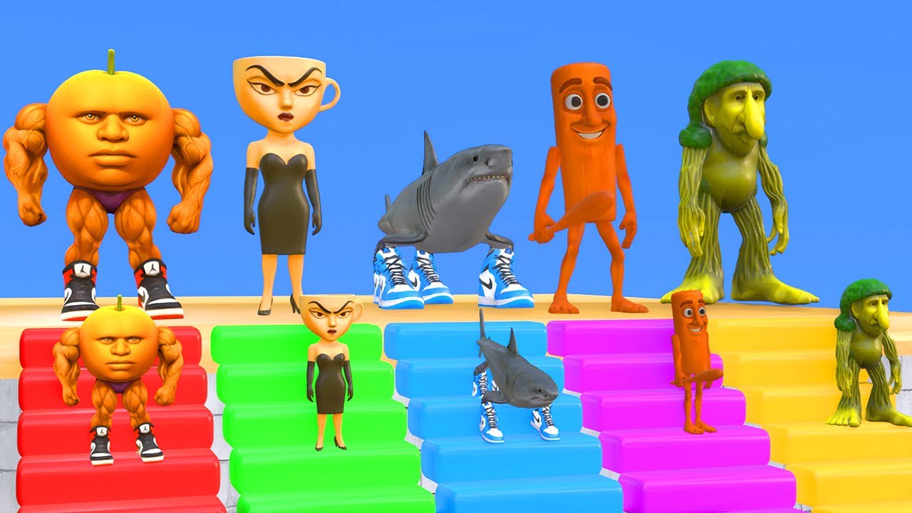 Long Slide Game With Cow Elephant Gorilla Hippopotamus Tiger 3d Animal Game Funny 3d Animals