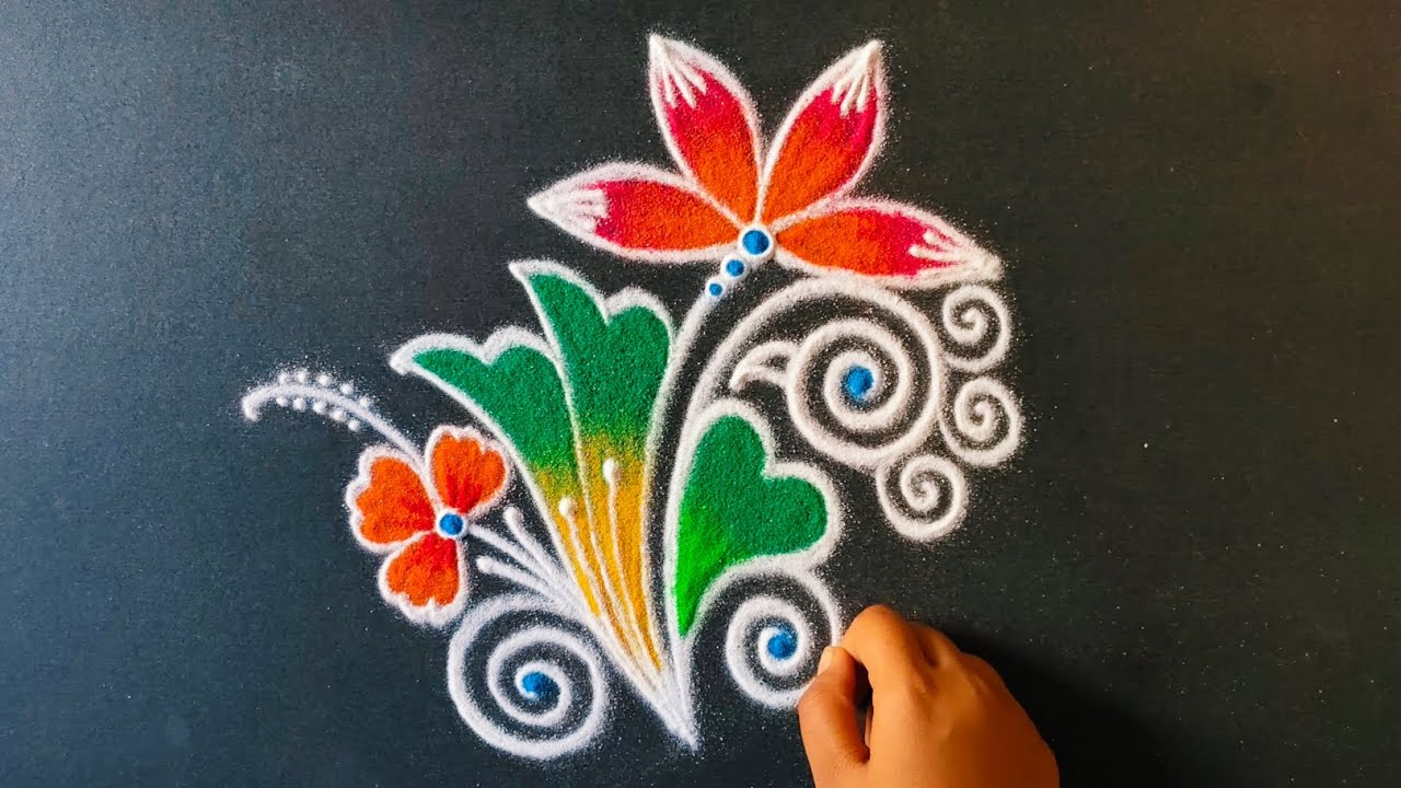 easy Shivarathri color kolam designs🌸rangavalli designs new 🌸 simple and easy rangoli for beginners