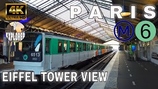 【4K】🇫🇷PARIS Metro Eiffel Tower  View》MP73 Train Bir-Hakeim Station Line 6