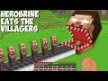 Why this EVIL HEROBRINE HEAD EATING ALL VILLAGERS in Minecraft ? SCARY HEROBRINE !