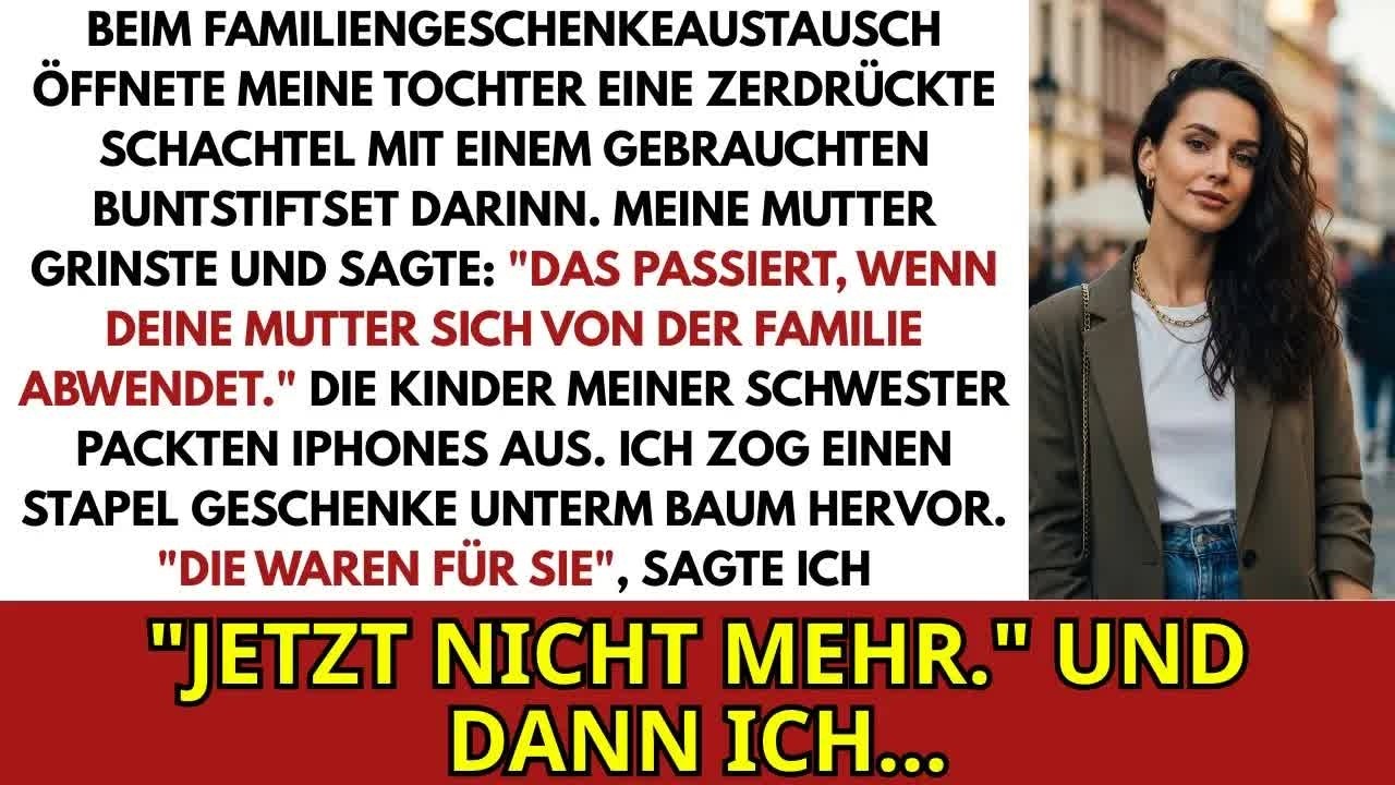 Beim Familiengeschenkaustausch Öffnet Meine Tochter Eine Zerdrückte Schachtel Mit Buntstiften