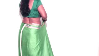 Sexy Aunty Satin Saree Draping