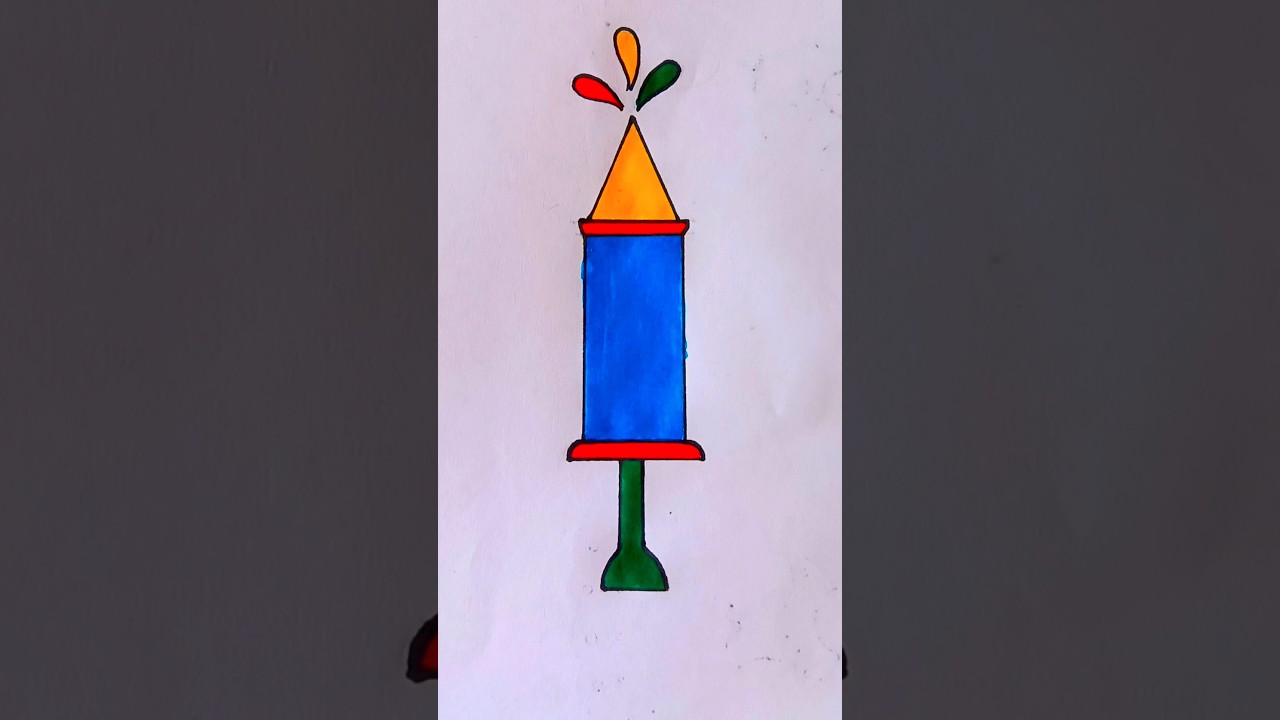 💥 Holi 🌈 Pichkari drawing ll How to draw pichkari 