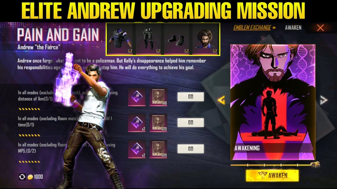 Elite Andrew Upgrade Mission Free Fire ll How To Upgrade Elite Andrew ll DIVIDED GAMERS