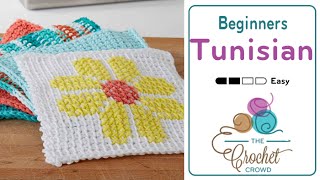 How to Tunisian Crochet: Double Stitch | BEGINNER | The Crochet Crowd