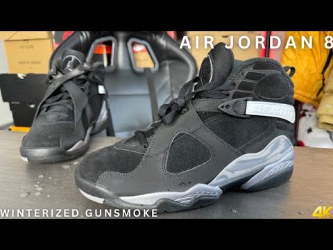 Air Jordan 8 Winterized Gunsmoke On Feet Review - YouTube