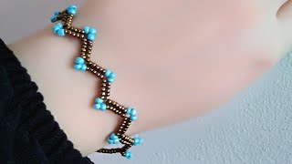 Zigzag modelli boncuk bileklik/Yeni başlayanlar için kolay yapımlı bileklik/Dıy/beaded braclet