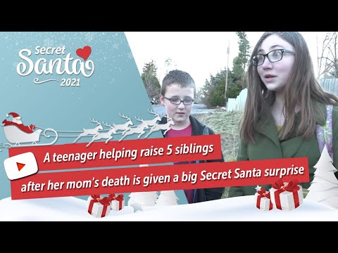 A teenager helping raise 5 siblings after her mom's death is given a big Secret Santa surprise