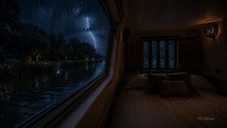 BLACK SCREEN | Rain On Boat With Thunder 🚤⛈️ For Deep Sleep | 10 HOURS