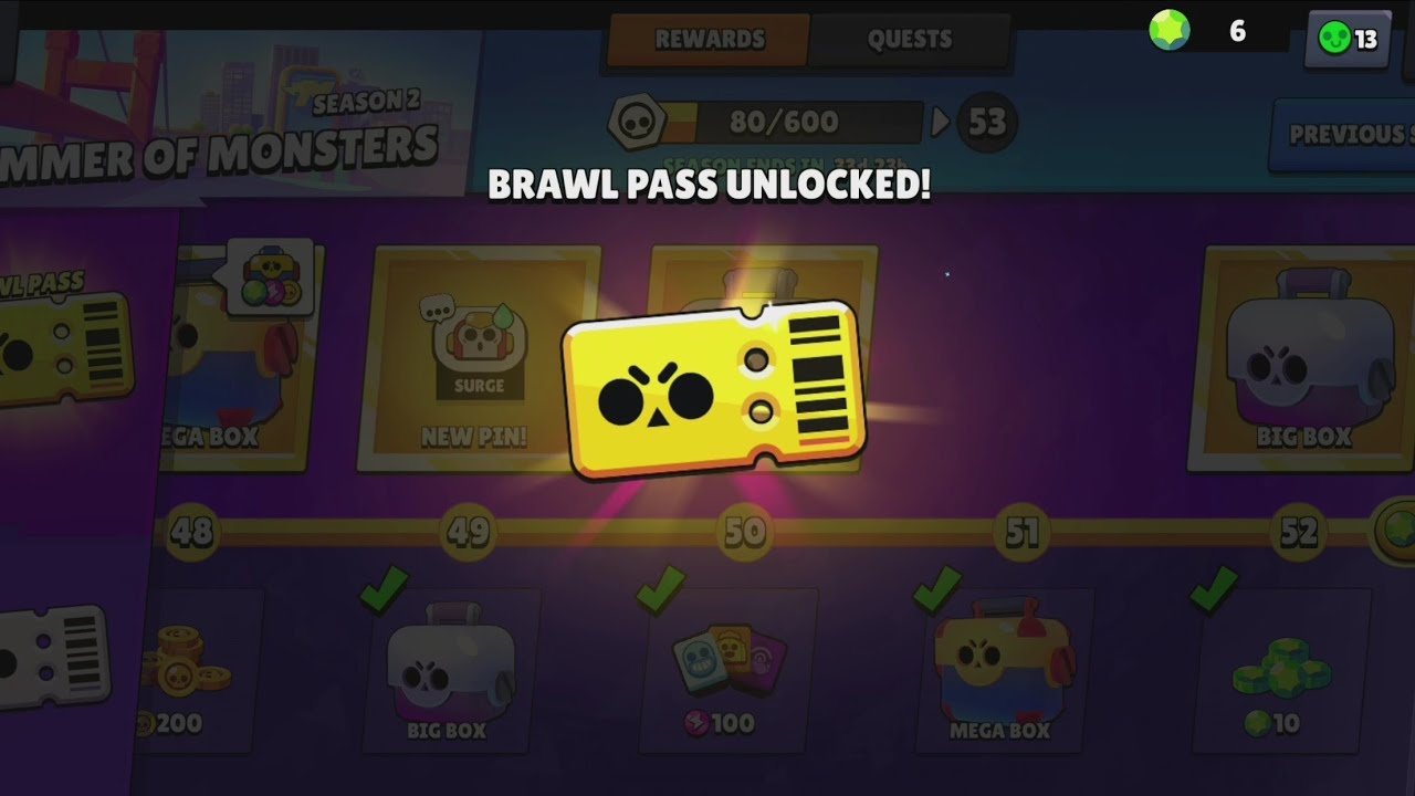 Brawl Stars | Buying Brawl Pass for free | Season 2 : Summer of Monsters