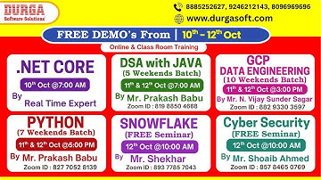 New Batches in Online & Class Room Training @ DURGASOFT