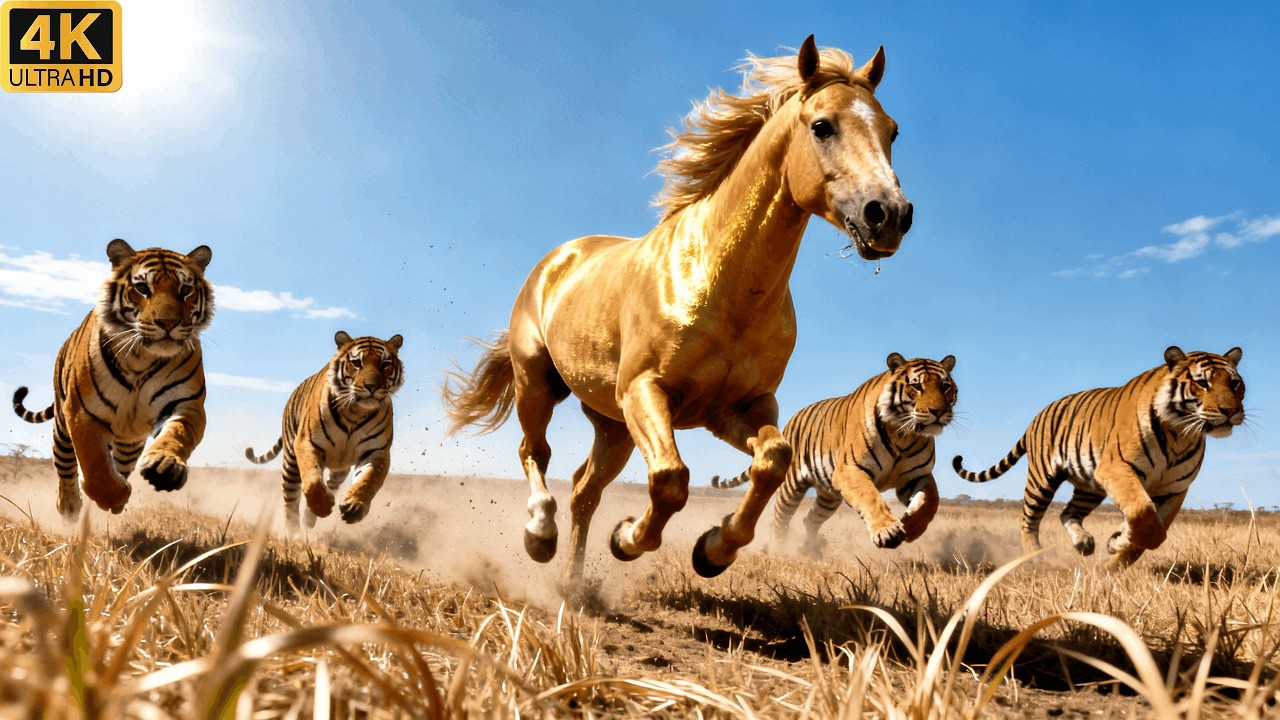 A Lone Wild Horse Hunted by Tigers in the Vast Grasslands – Heart-Pounding Chase eps 39